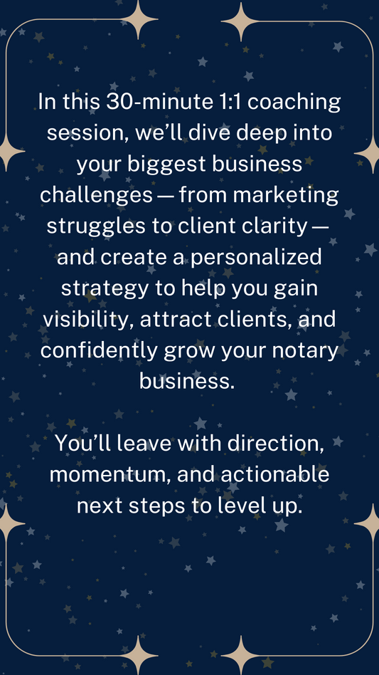 Next - Level Notary 1:1 Coaching call to accelerate your success